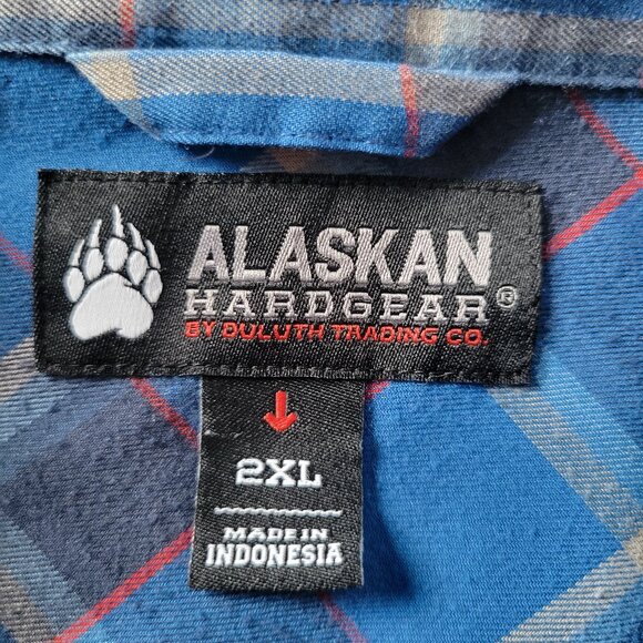 Alaskan Hardgear Duluth Trading Co Men’s 2XL Blue Plaid Button-up Long Sleeve - Picture 4 of 7